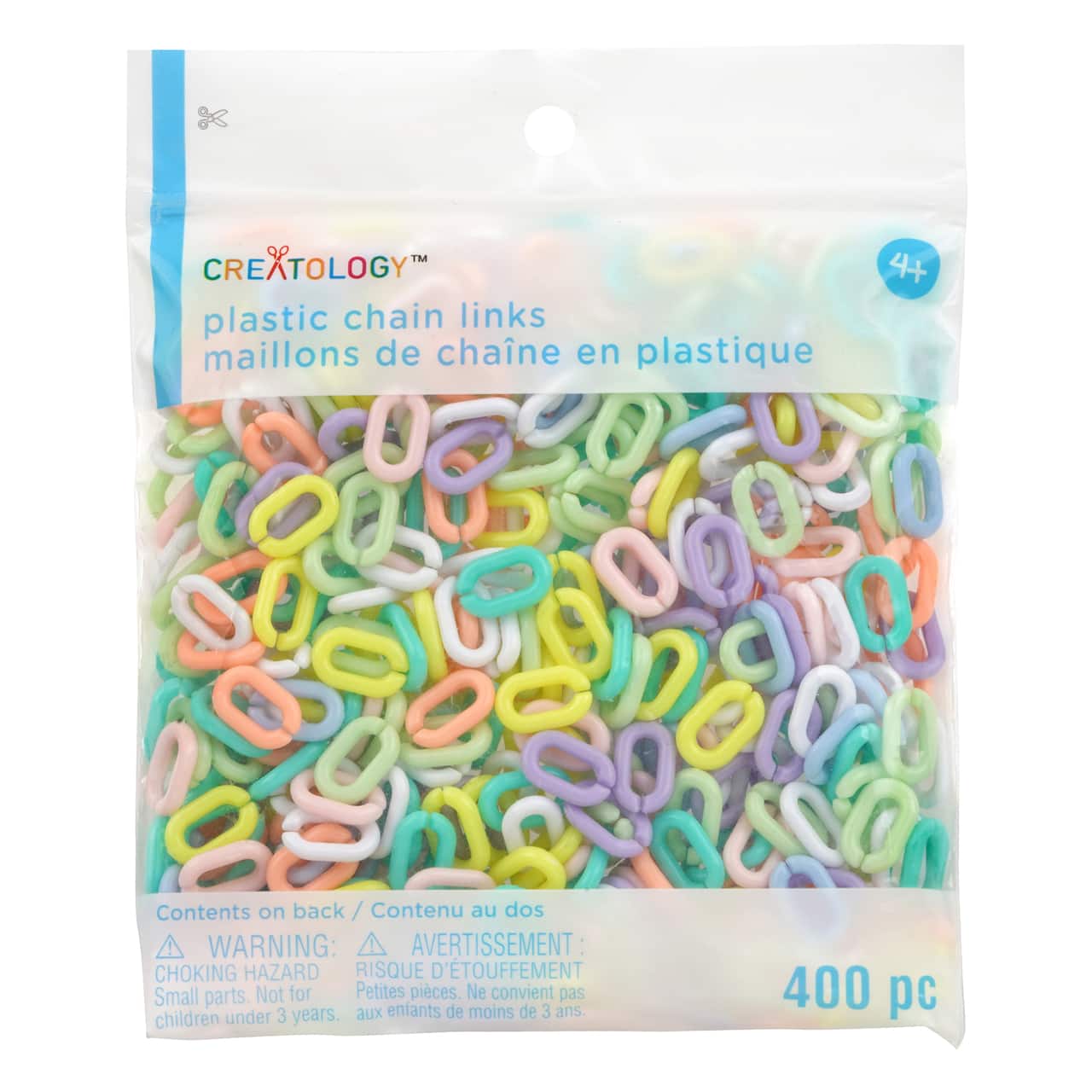 Maillons de chaîne en plastique pastel de Creatology, 400 unités